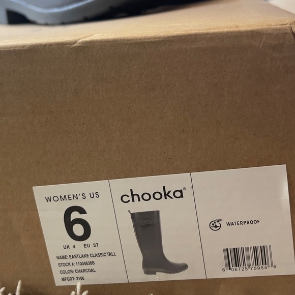 CHOOKA CITY SOLID TALL RAIN BOOT IN CHARCOAL - NIB! - Picture 5 of 7